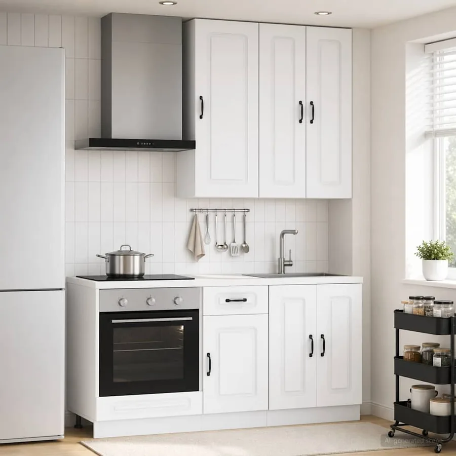 Unité de cuisine KALMAR 5 pcs Blanc Bois d'ingénierie