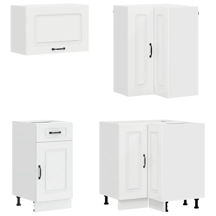 Unité de cuisine KALMAR 8 pcs Blanc brillant Bois d'ingénierie - 4