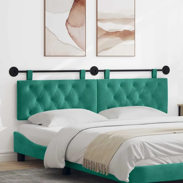 Tête de lit suspendue Avec lumière LED Turquoise Velours