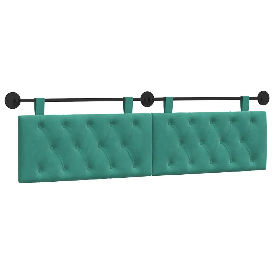 Tête de lit suspendue Avec lumière LED Turquoise Velours - 2