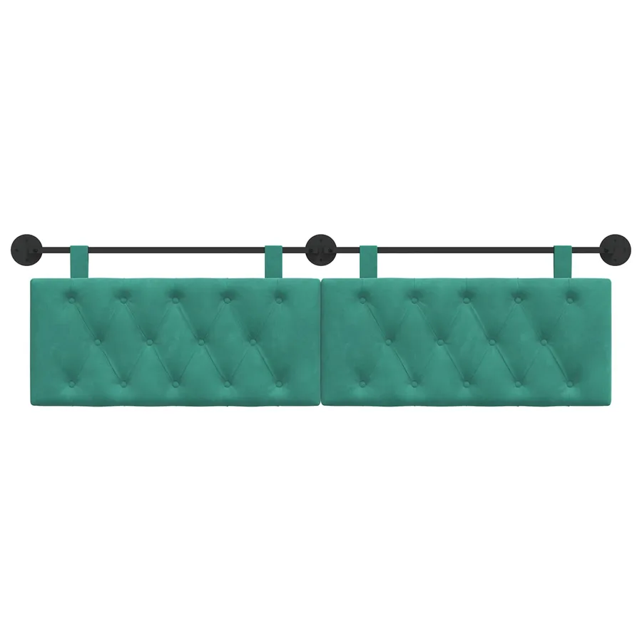 Tête de lit suspendue Avec lumière LED Turquoise Velours - 5