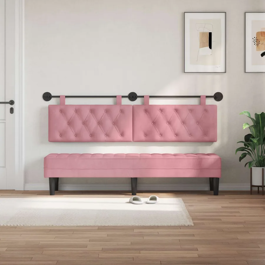 Tête de lit suspendue Avec lumière LED Rose Velours - 3
