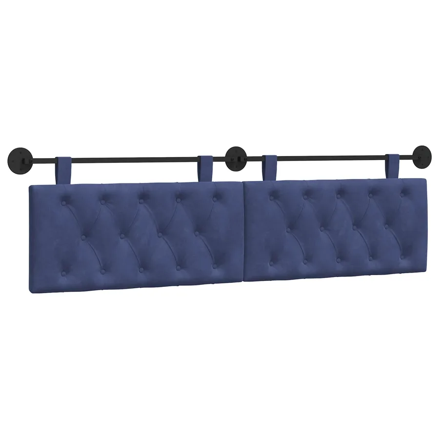 Tête de lit suspendue Avec lumière LED Bleu police Velours - 2