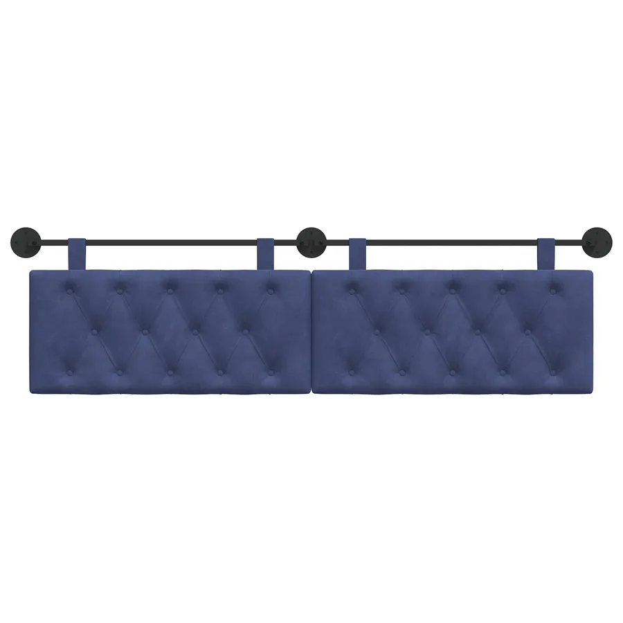 Tête de lit suspendue Avec lumière LED Bleu police Velours - 5
