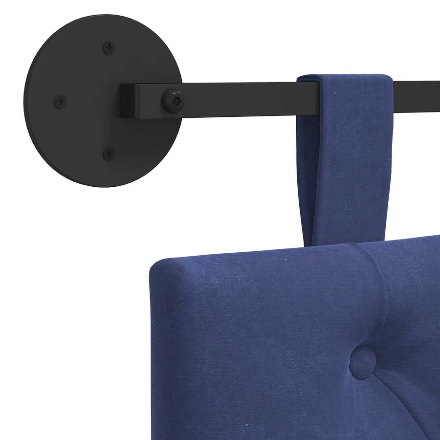 Tête de lit suspendue Avec lumière LED Bleu police Velours - 9
