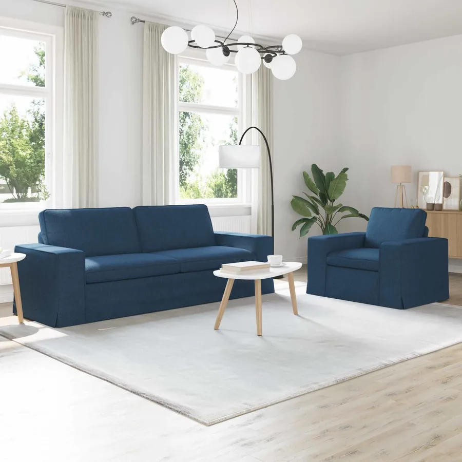 Ensemble de Canapés 2 pcs Bleu 222 x 80 x 82 cm tissu