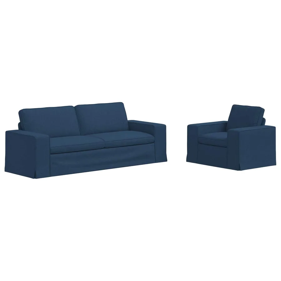 Ensemble de Canapés 2 pcs Bleu 222 x 80 x 82 cm tissu - 2