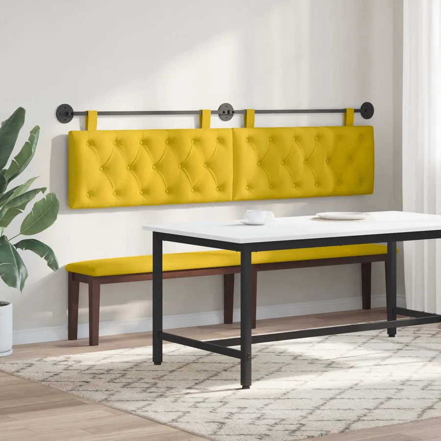 Tête de lit suspendue Avec lumière LED Jaune Velours - 4