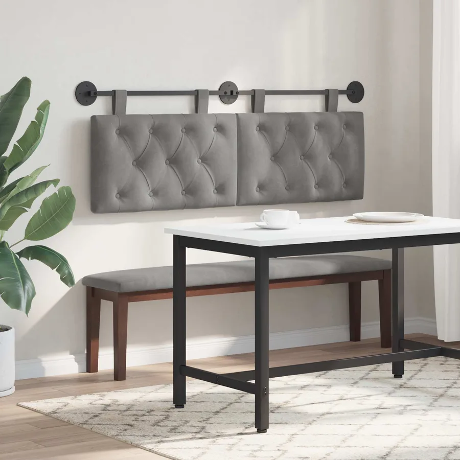 Tête de lit suspendue Avec lumière LED Gris foncé Velours - 4