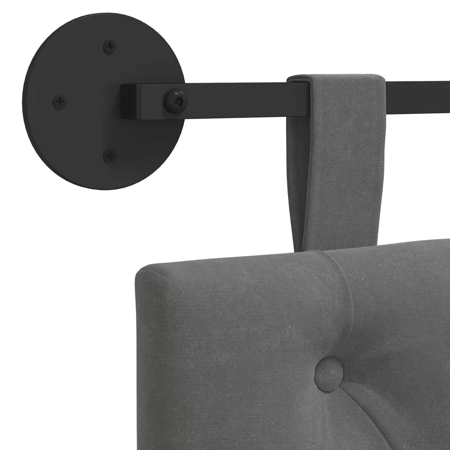 Tête de lit suspendue Avec lumière LED Gris foncé Velours - 9