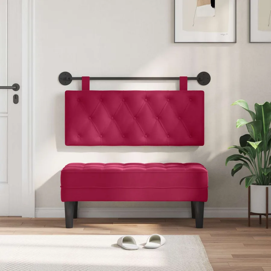 Tête de lit suspendue Avec lumière LED Bordeaux Velours - 3