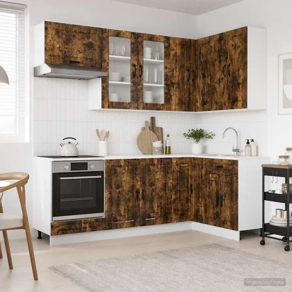 Unité de cuisine PORTO 8 pcs Chêne fumé Bois d'ingénierie