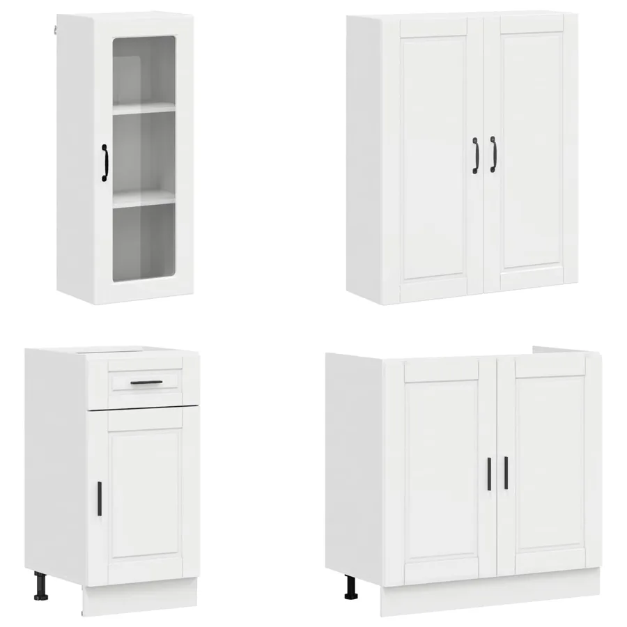 Unité de cuisine PORTO 8 pcs Blanc brillant Bois d'ingénierie - 3