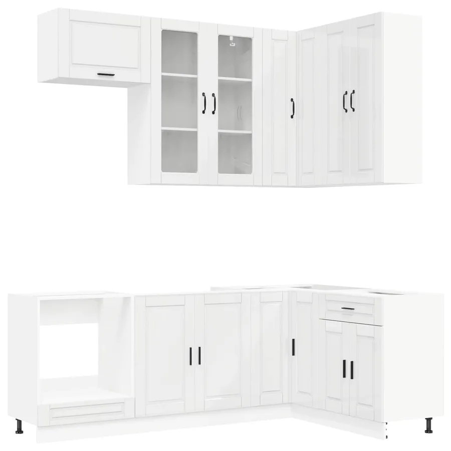 Unité de cuisine PORTO 8 pcs Blanc brillant Bois d'ingénierie - 2