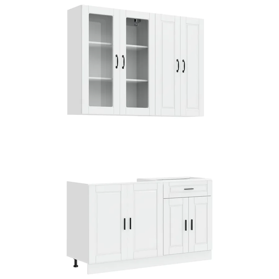 Unité de cuisine PORTO 4 pcs Blanc brillant Bois d'ingénierie - 2