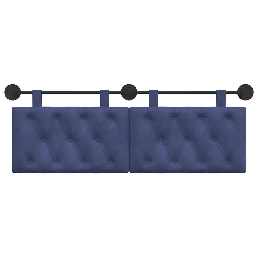 Tête de lit suspendue Avec lumière LED Bleu police Velours - 5