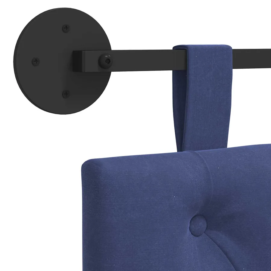 Tête de lit suspendue Avec lumière LED Bleu police Velours - 9