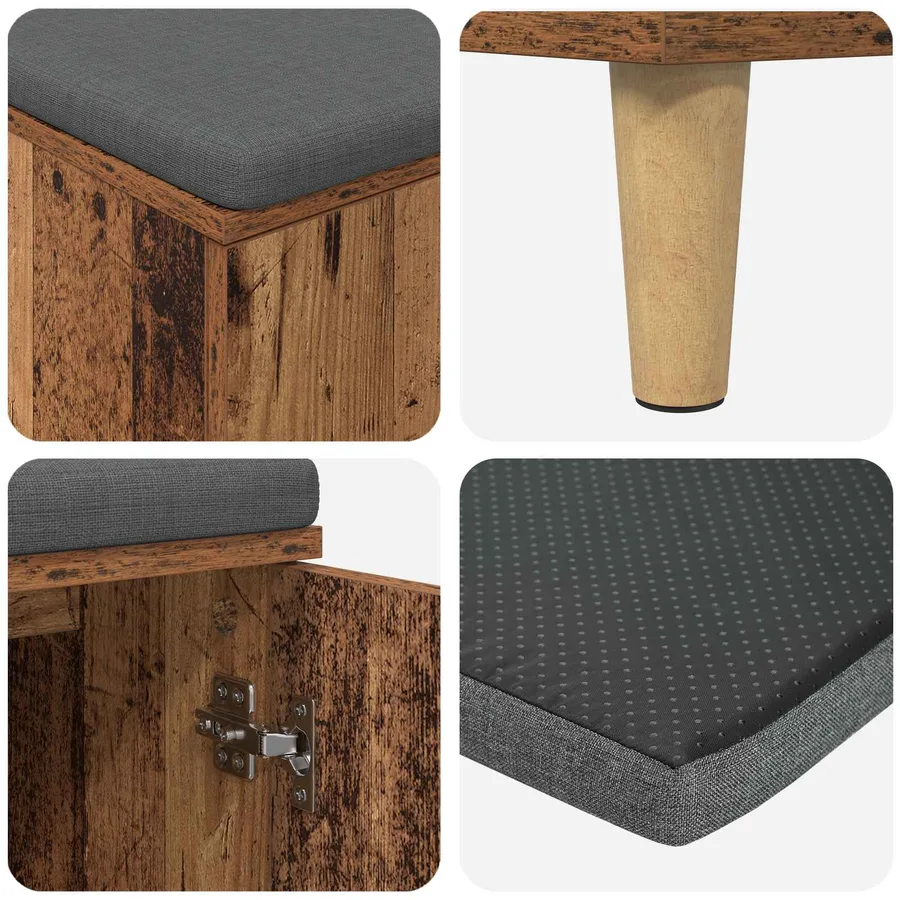 Banc d'entrée avec coussin Bois ancien 100 x 38 x 46 cm - 9