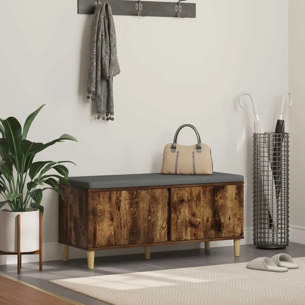 Banc d'entrée avec coussin Chêne Fumé 100 x 38 x 46 cm
