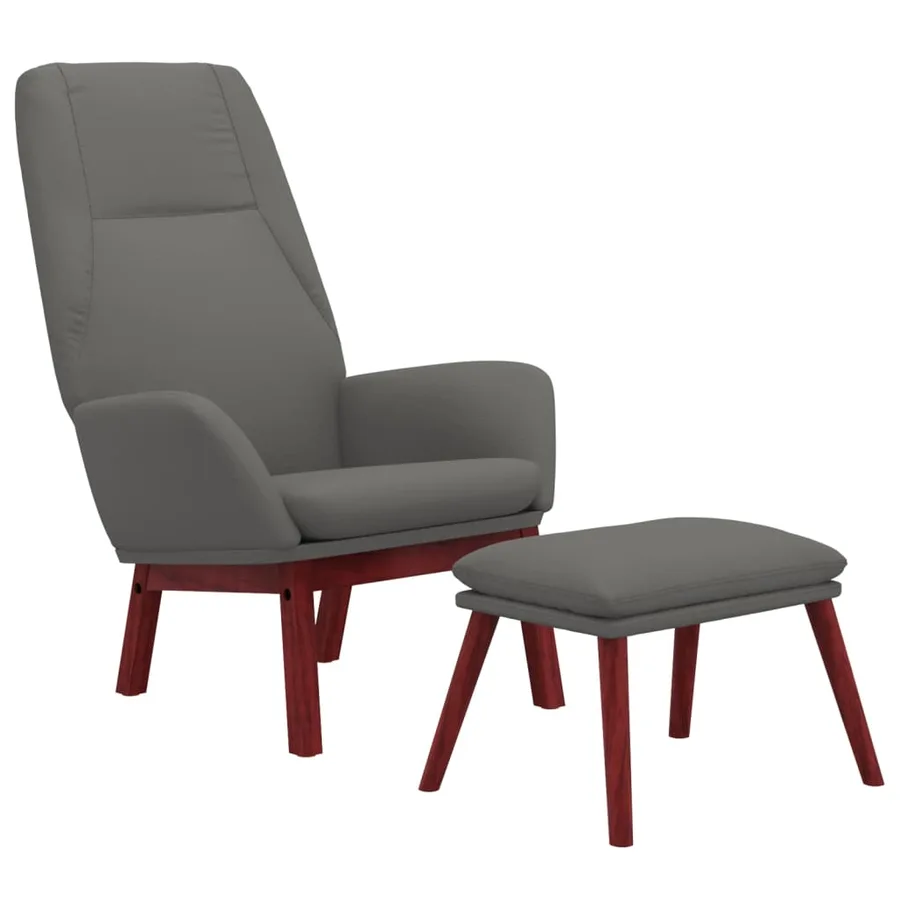 Chaise de relaxation avec repose-pied Gris clair Tissu - 3