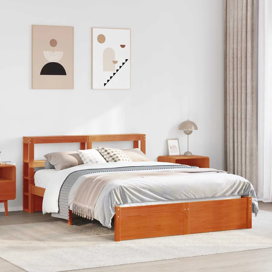 Cadre de lit Cire marron 150 x 200 cm Bois de Pin Massif