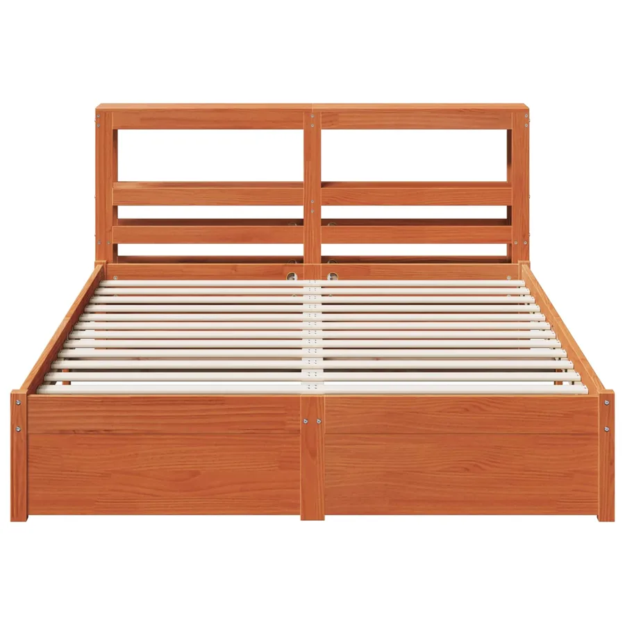 Cadre de lit Cire marron 150 x 200 cm Bois de Pin Massif - 6
