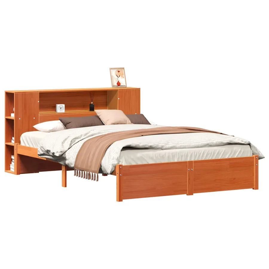 Cadre de lit avec tête de lit de rangement 2 pcs Cire marron - 2