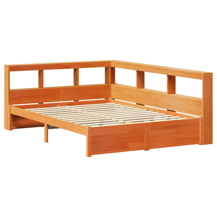 Lit Bibliothèque avec stockage 2 pcs Cire marron 200 x 150 cm - 5