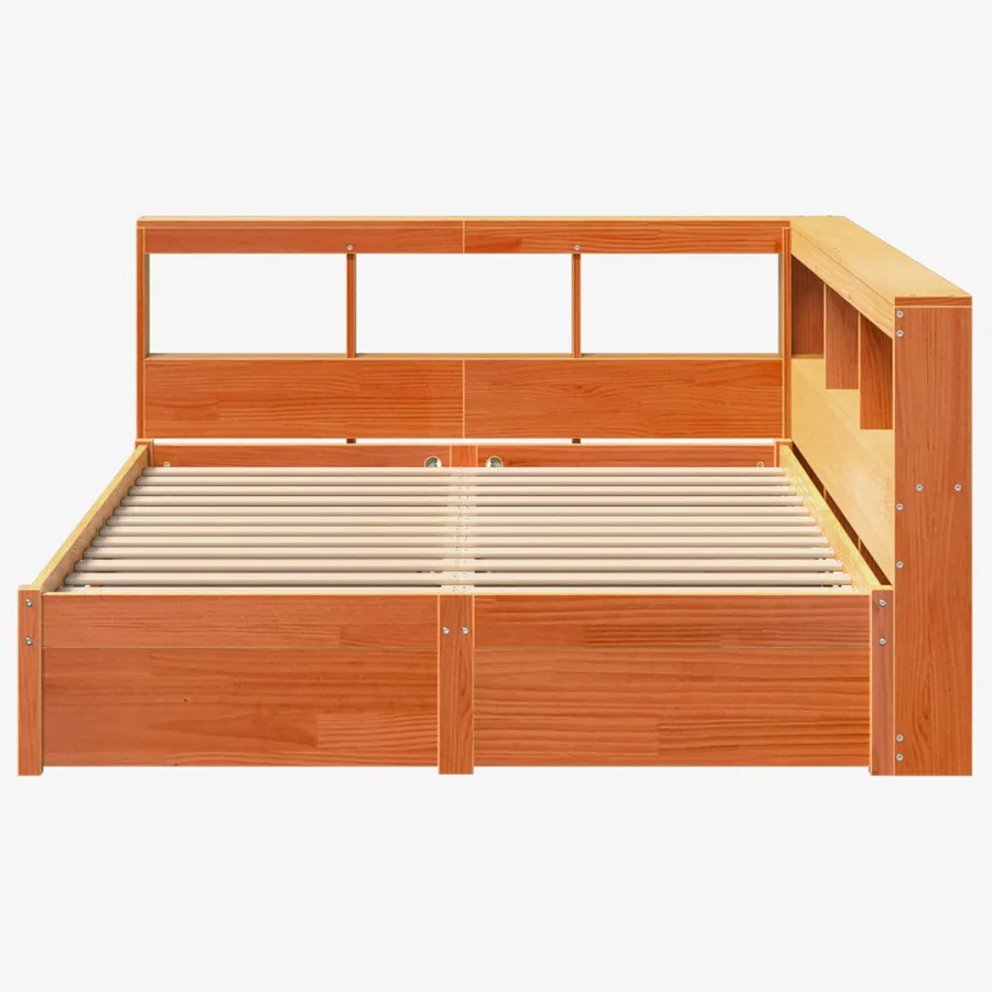 Lit Bibliothèque avec stockage 2 pcs Cire marron 200 x 150 cm - 6