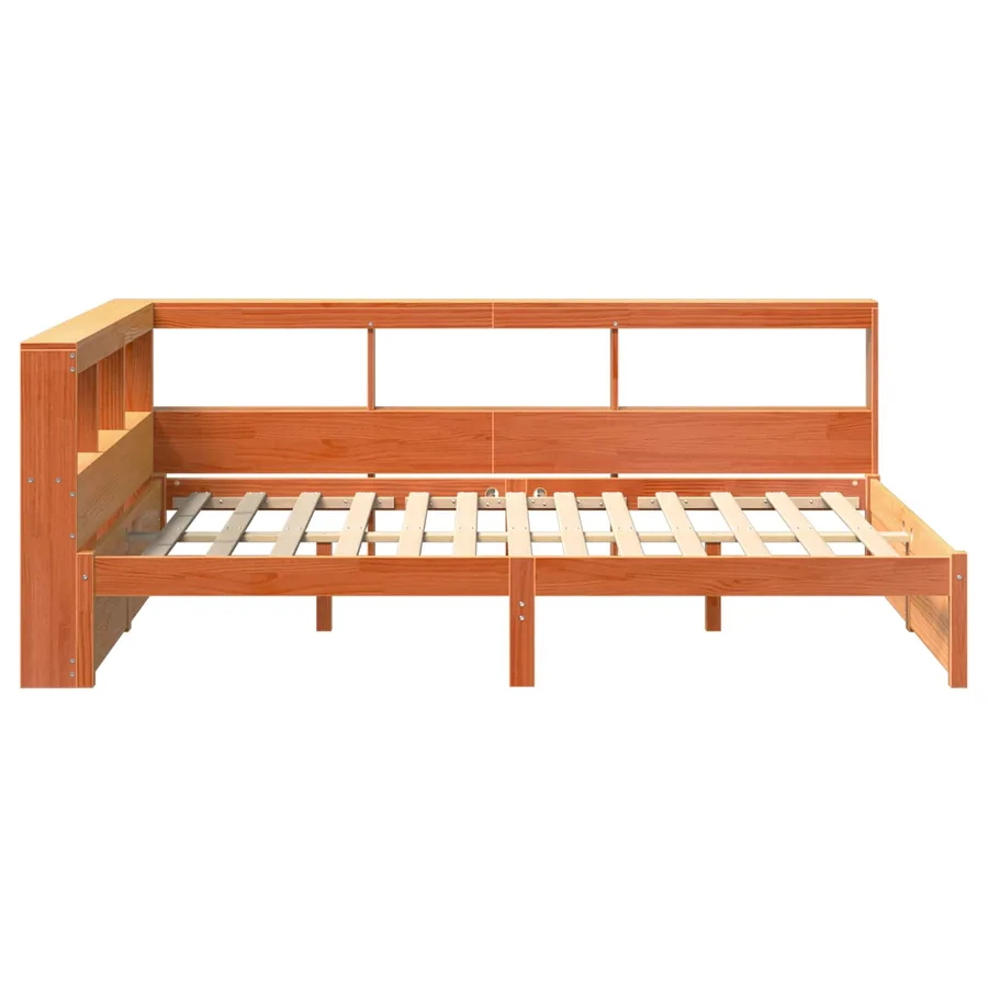 Lit Bibliothèque avec stockage 2 pcs Cire marron 200 x 150 cm - 7