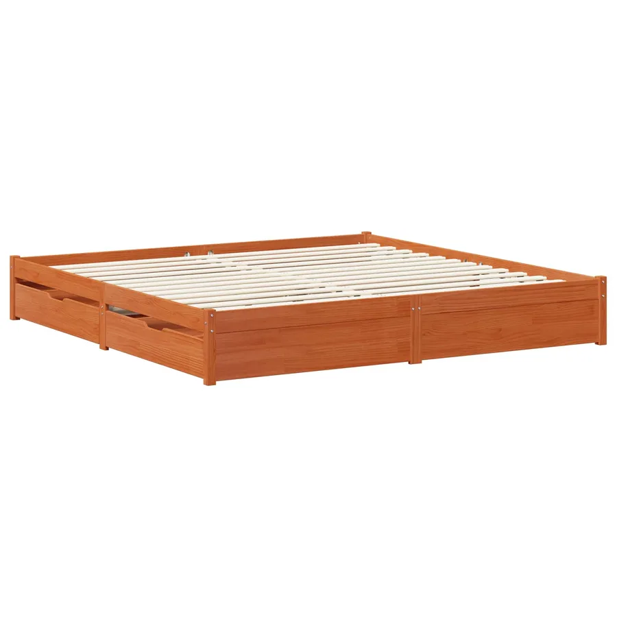 Cadre de lit Cire marron 200 x 200 cm Bois de Pin Massif - 3