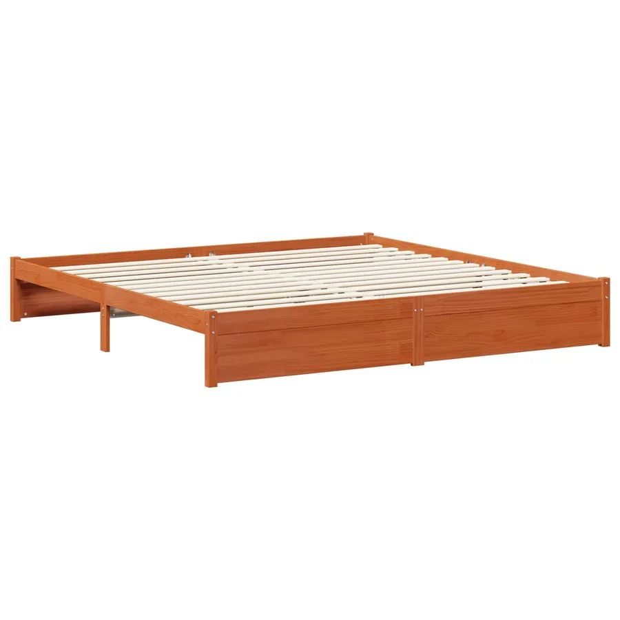 Cadre de lit Cire marron 200 x 200 cm Bois de Pin Massif - 4