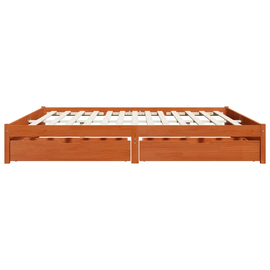 Cadre de lit Cire marron 200 x 200 cm Bois de Pin Massif - 7