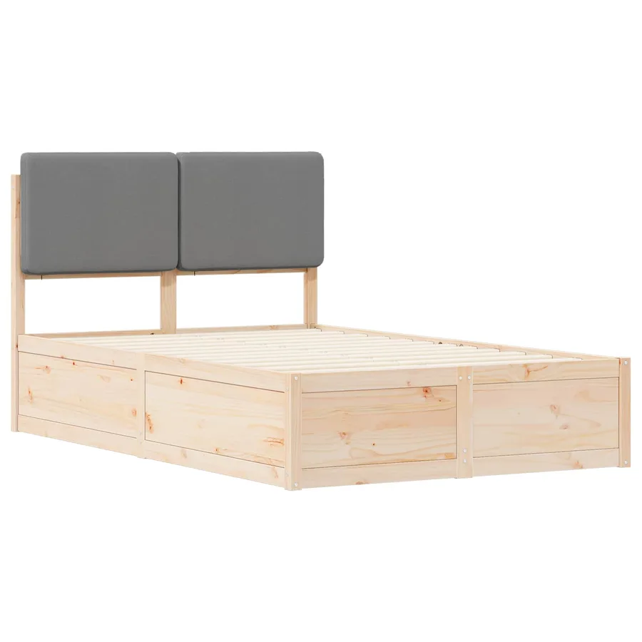 Cadre de lit avec tête de lit rembourrée Gris clair Pin massif - 4