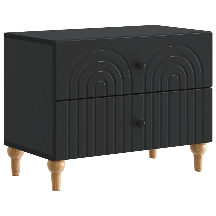 Cabinet de chevet Noir 62 x 34,5 x 48 cm Bois d'ingénierie - 2