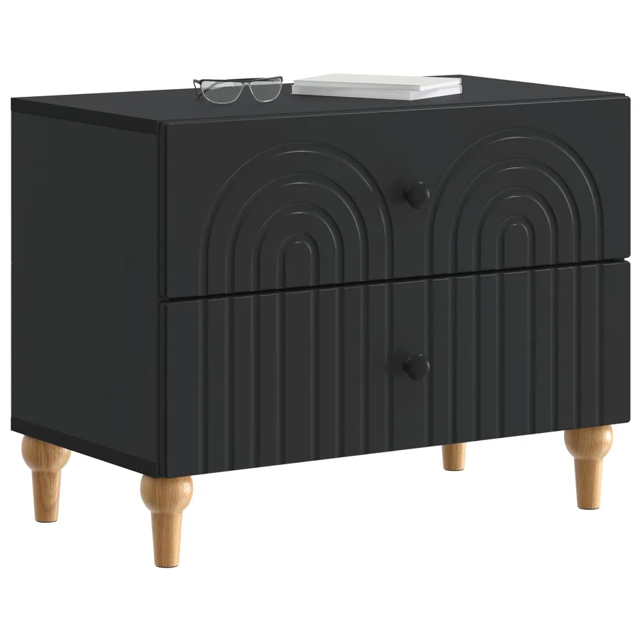 Cabinet de chevet Noir 62 x 34,5 x 48 cm Bois d'ingénierie - 3