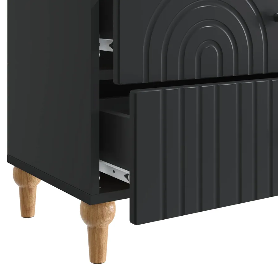 Cabinet de chevet Noir 62 x 34,5 x 48 cm Bois d'ingénierie - 9