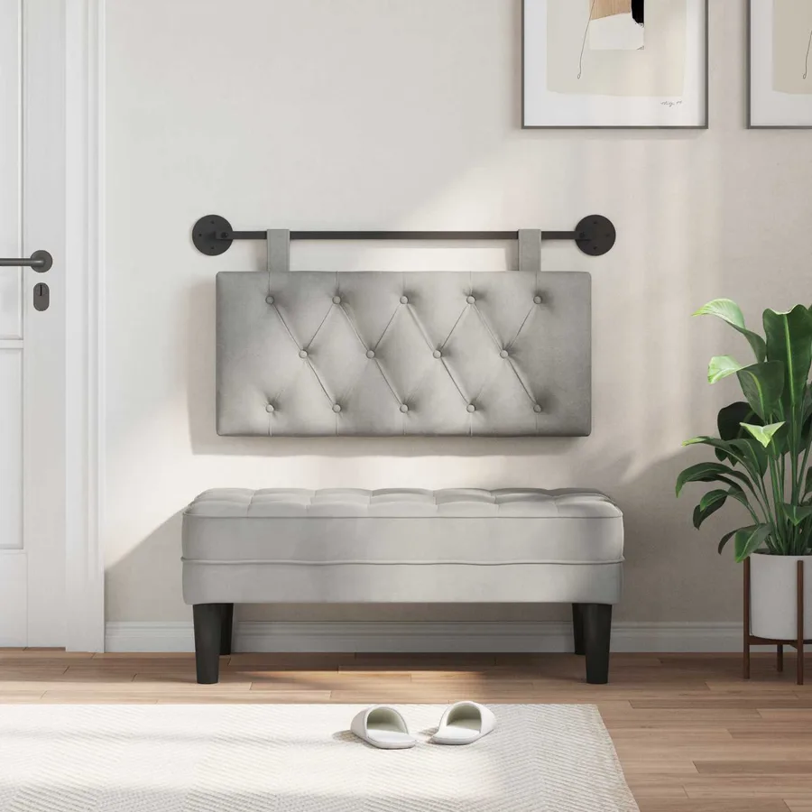 Tête de lit suspendue Avec lumière LED Gris clair Velours - 3