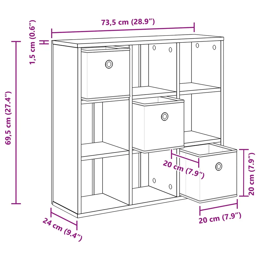 Buffet avec tiroir Gris Sonoma 73,5 x 24 x 69,5 cm - 13