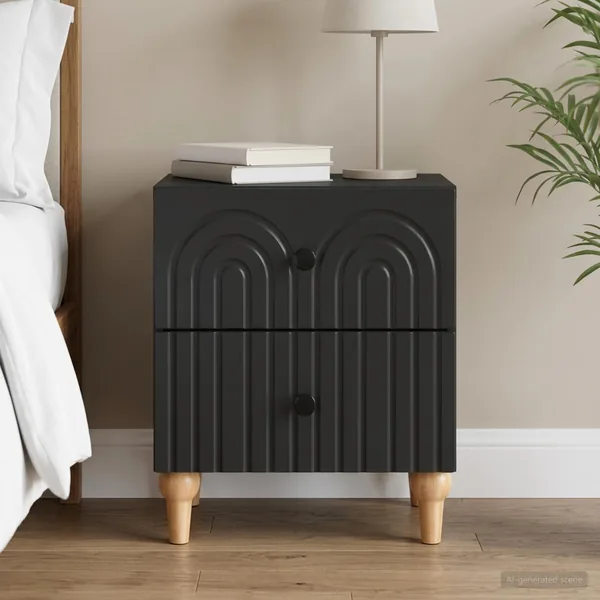 Cabinet de chevet Noir 43 x 34,5 x 48 cm Bois d'ingénierie