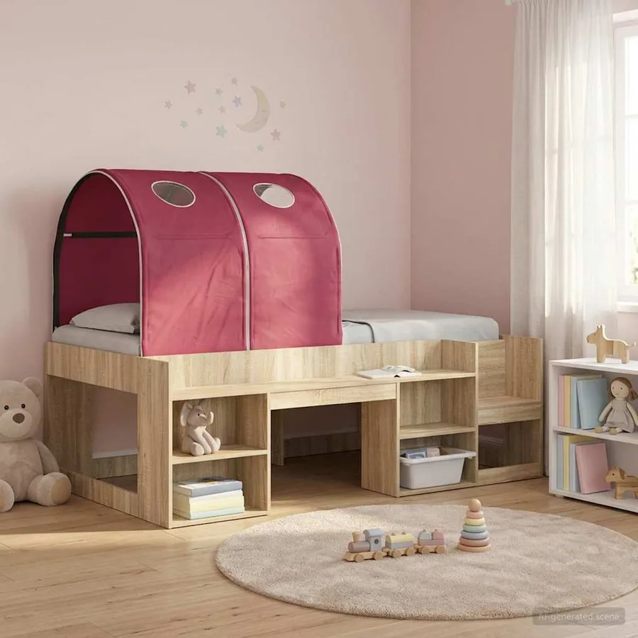 Tunnel de lit 2 pcs Rouge 211 x 52,5 x 2 cm Polyester