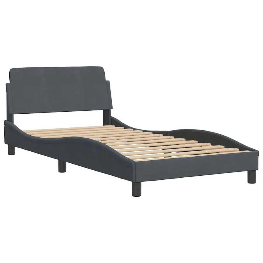 Cadre de lit Dover gris foncé 100x203 cm velours - 3
