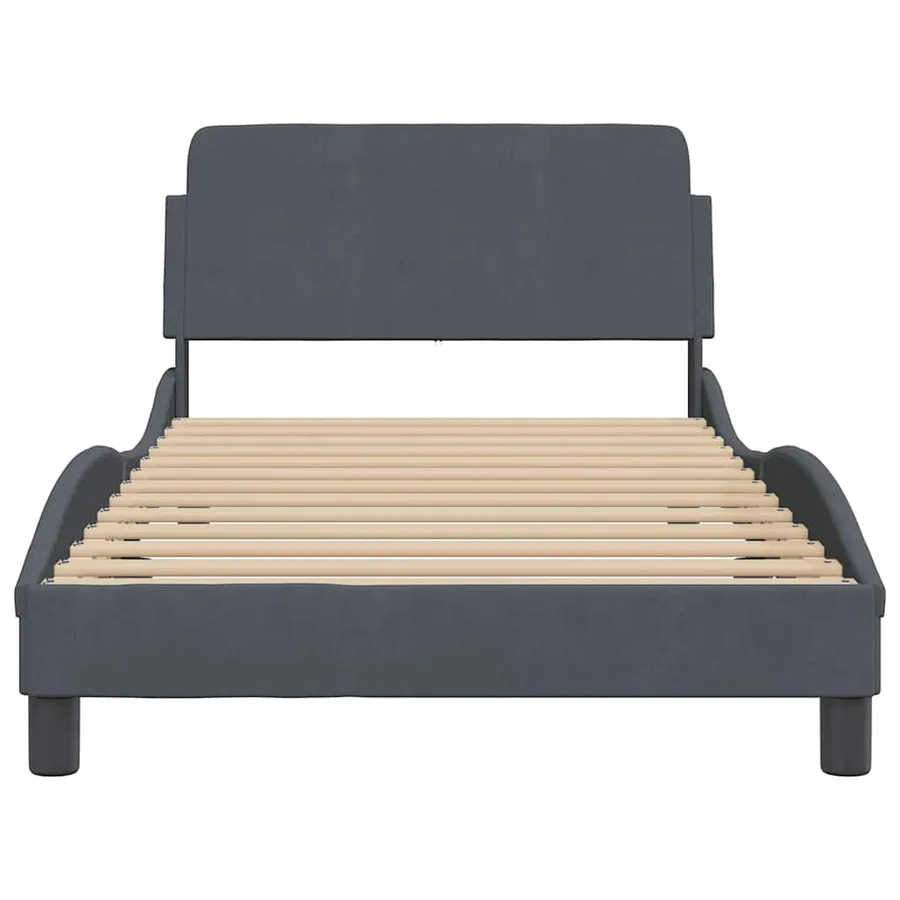 Cadre de lit Dover gris foncé 100x203 cm velours - 4