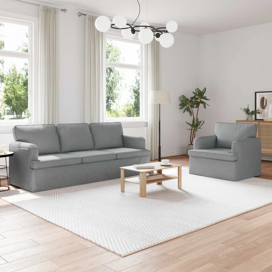 Ensemble de Canapés 2 pcs Gris clair 201 x 80 x 85 cm tissu