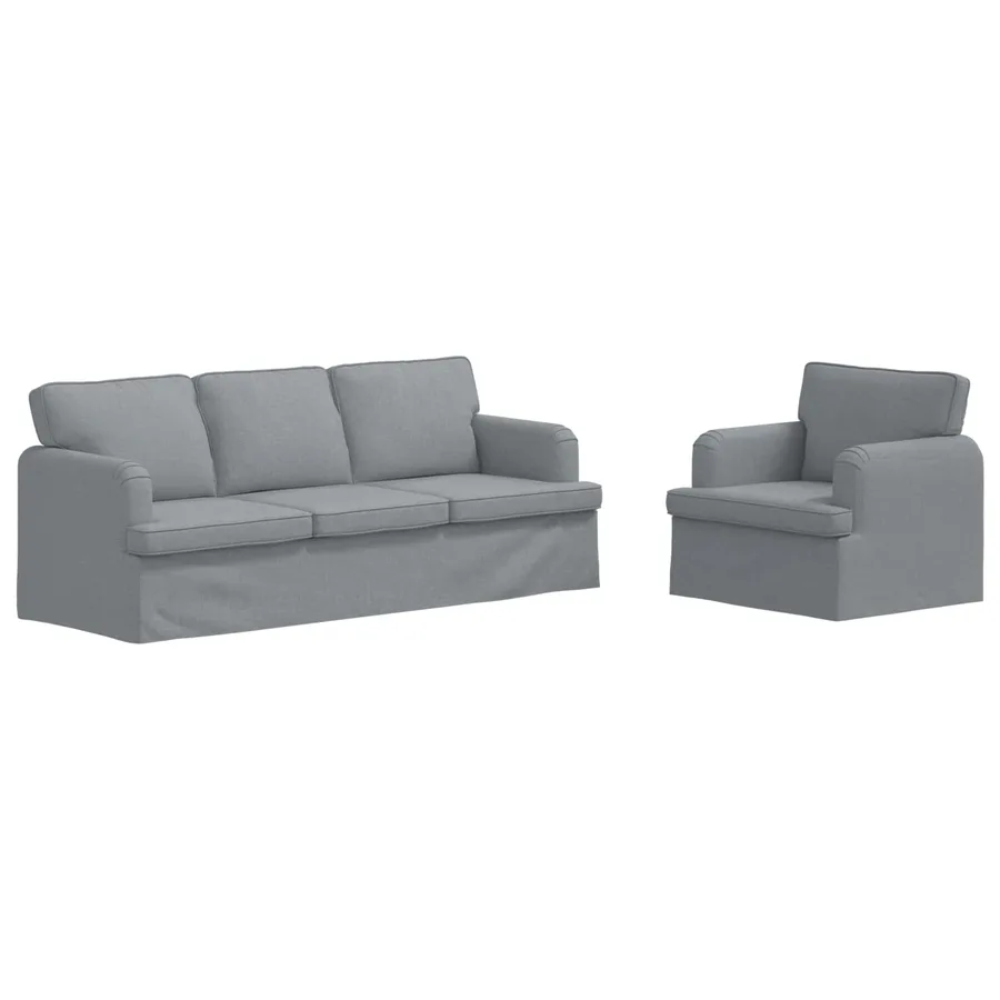 Ensemble de Canapés 2 pcs Gris clair 201 x 80 x 85 cm tissu - 2
