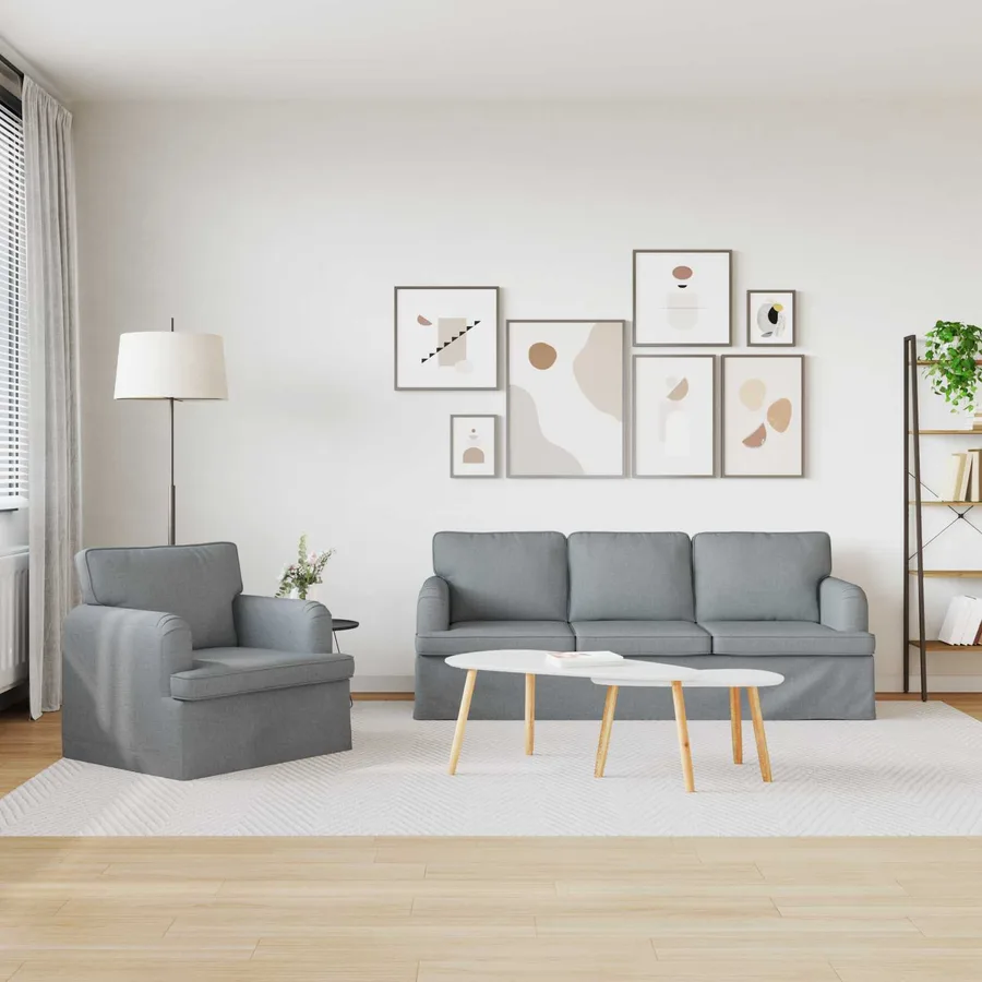 Ensemble de Canapés 2 pcs Gris clair 201 x 80 x 85 cm tissu - 3
