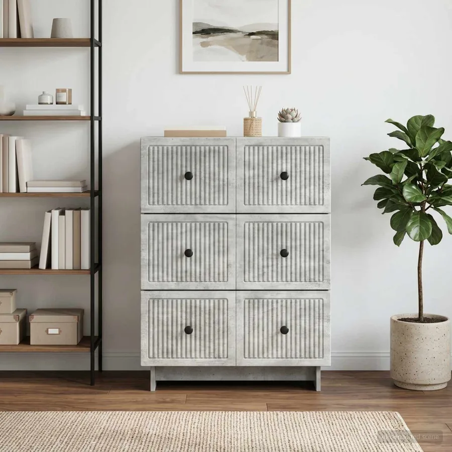 Armoire à tiroirs Gris béton 66 x 34,5 x 90 cm - 4