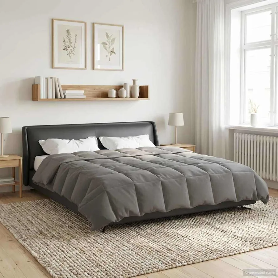 Duvet d'été simple Matelassé Gris clair 200 x 220 cm Microfibre
