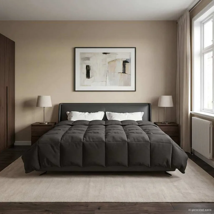 Duvet complet toute l'année Anthracite 200 x 200 cm Microfibre