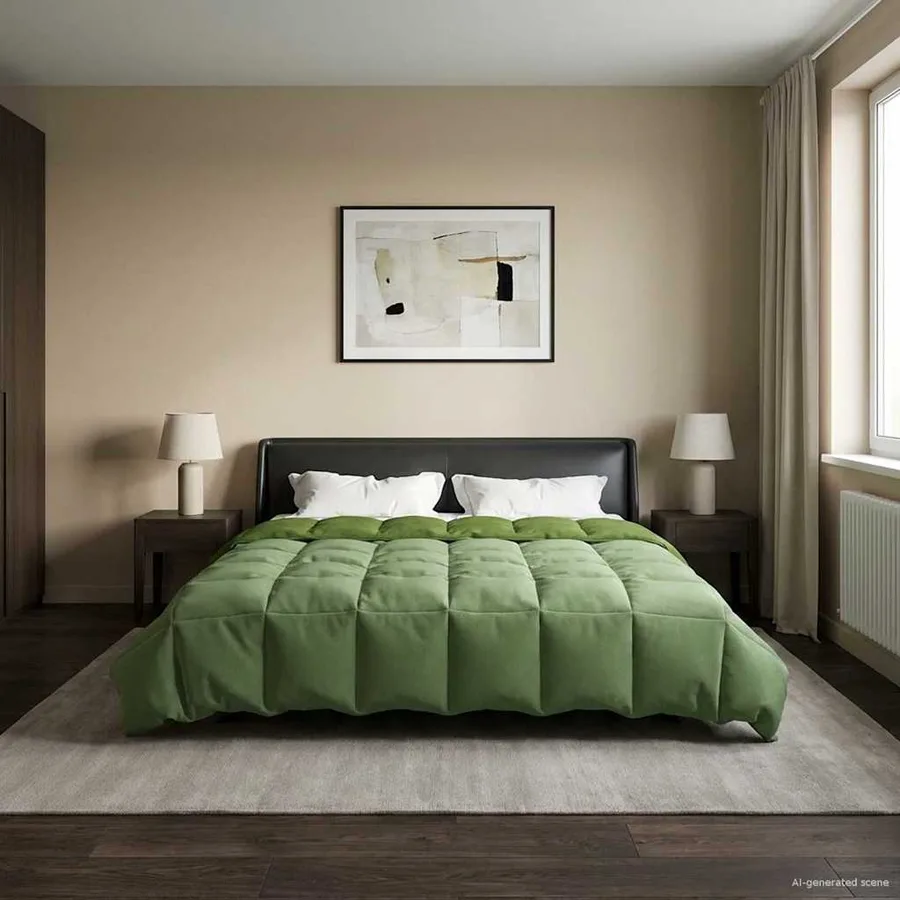 Duvet d'hiver Matelassé Vert 200 x 200 cm Microfibre - 4